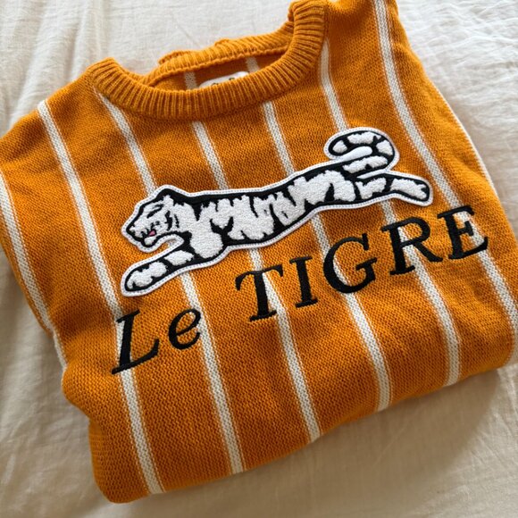 Orange and White Striped Le Tigre Crewneck Sweater SZ: XL Fits like an L - Picture 4 of 4